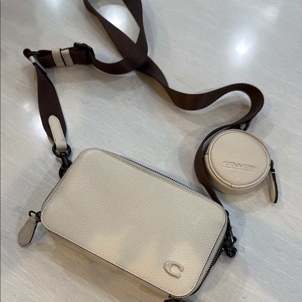 Coach Ivory Crossbody Bag with Round Pouch